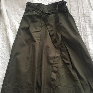 Madewell olive pleated midi skirt